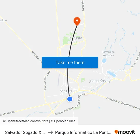 Salvador Segado X Maipú to Parque Informático La Punta (Pilp I) map