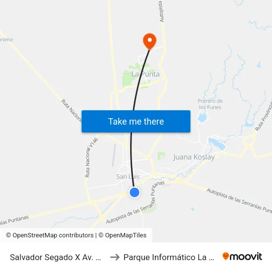 Salvador Segado X Maipú to Parque Informático La Punta (Pilp I) map