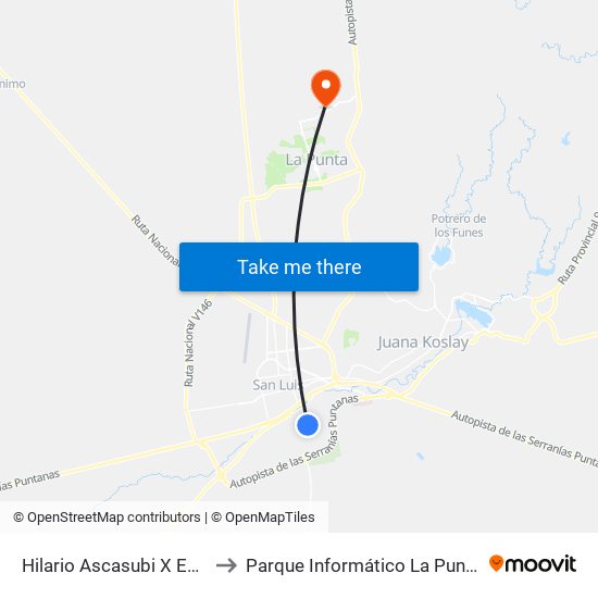 Hilario Ascasubi X Escudero to Parque Informático La Punta (Pilp I) map