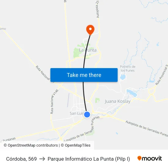 Riobamba X Córdoba to Parque Informático La Punta (Pilp I) map