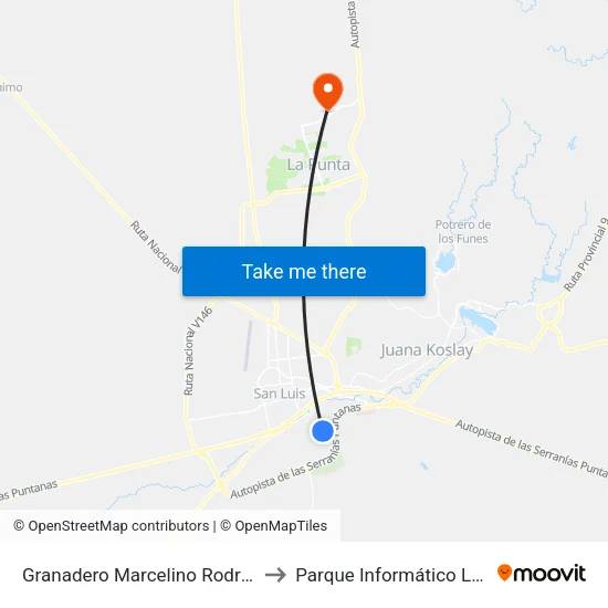 Manuel Rosales X Gervasio Escudero to Parque Informático La Punta (Pilp I) map