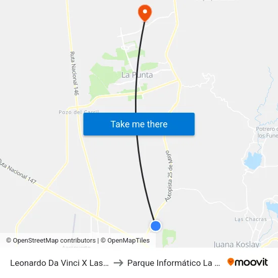 Leonardo Da Vinci X Las Golondrinas to Parque Informático La Punta (Pilp I) map