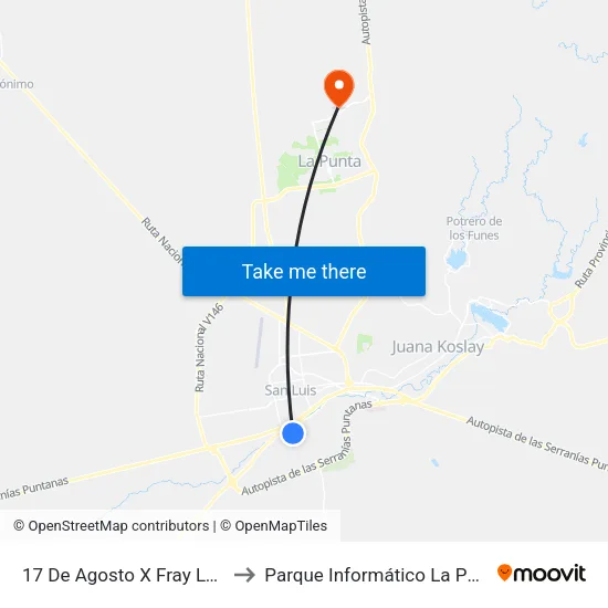 17 De Agosto X Fray Luis Beltrán to Parque Informático La Punta (Pilp I) map