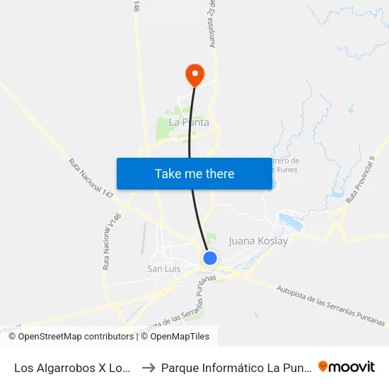 Los Algarrobos X Los Robles to Parque Informático La Punta (Pilp I) map