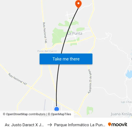 Av. Justo Daract X Juan Saá to Parque Informático La Punta (Pilp I) map