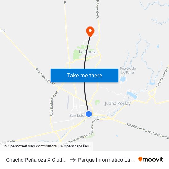 Chacho Peñaloza X Ciudad De Rosario to Parque Informático La Punta (Pilp I) map