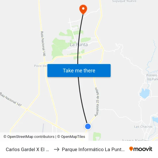 Carlos Gardel X El Volcán to Parque Informático La Punta (Pilp I) map