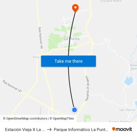 Estación Vieja X La Verde to Parque Informático La Punta (Pilp I) map