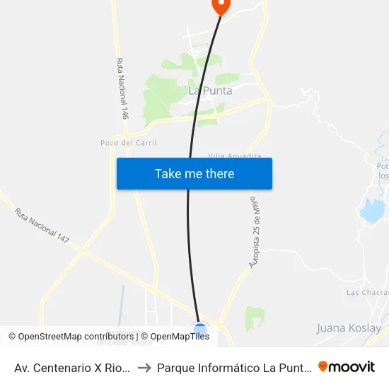 Av. Centenario X Riobamba to Parque Informático La Punta (Pilp I) map