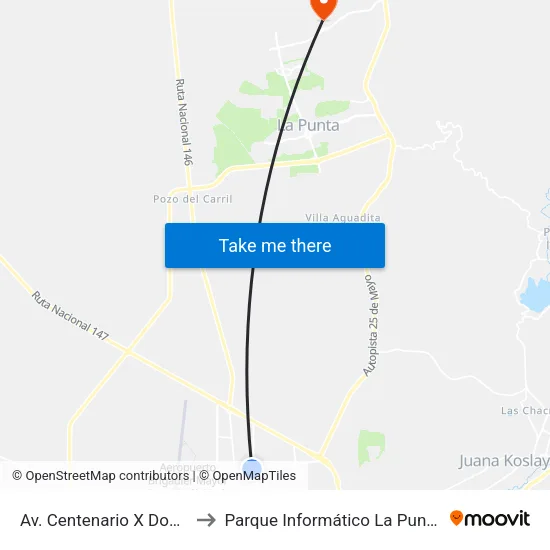 Av. Centenario X Don Bosco to Parque Informático La Punta (Pilp I) map