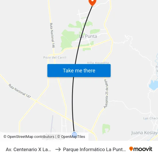 Av. Centenario X Lamadrid to Parque Informático La Punta (Pilp I) map