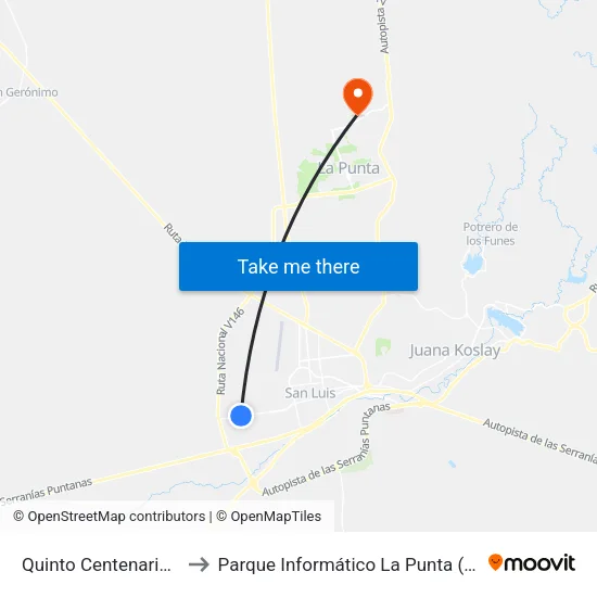 Quinto Centenario, 32 to Parque Informático La Punta (Pilp I) map
