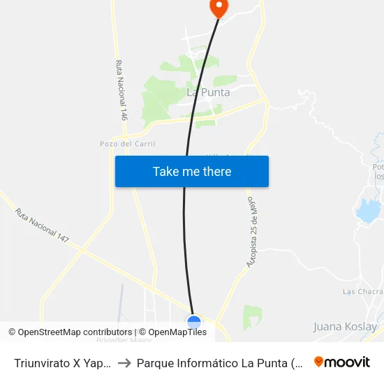 Triunvirato X Yapeyú to Parque Informático La Punta (Pilp I) map