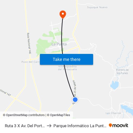 Ruta 3 X Av. Del Portezuelo to Parque Informático La Punta (Pilp I) map