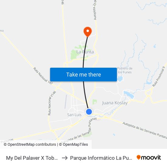 My Del Palaver X Tobar Garcia to Parque Informático La Punta (Pilp I) map