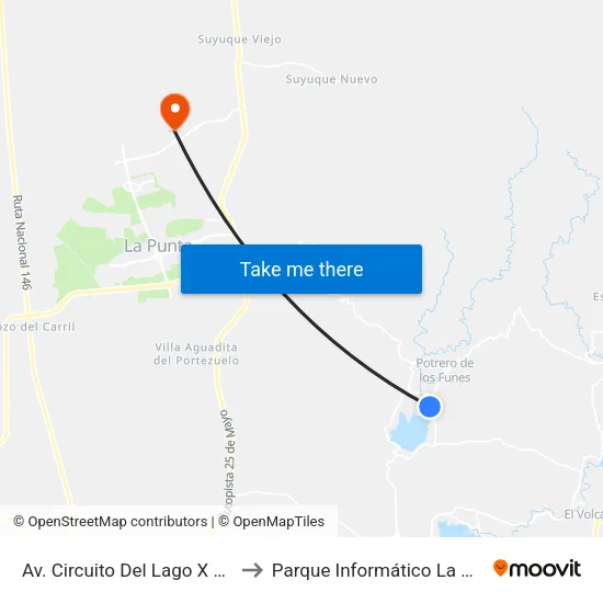 Av. Circuito Del Lago X Los Ciruelos to Parque Informático La Punta (Pilp I) map