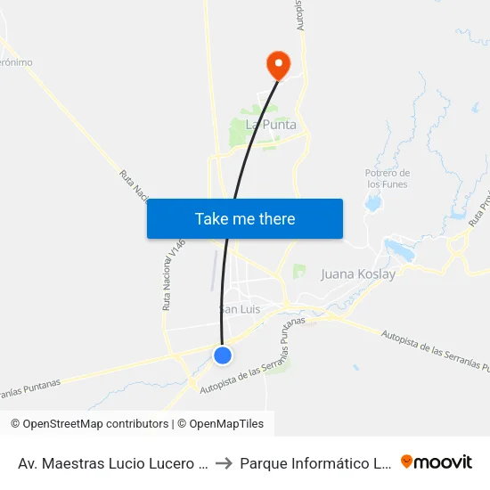Av. Maestras Lucio Lucero X Marcelo Muñoz to Parque Informático La Punta (Pilp I) map