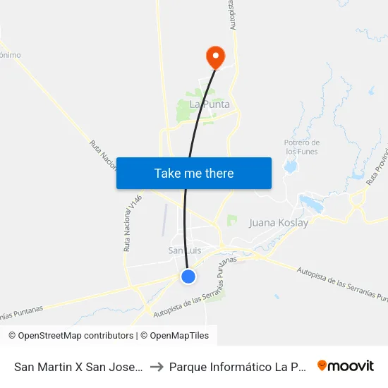 San Martin X San Jose De Flores to Parque Informático La Punta (Pilp I) map