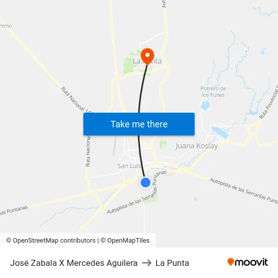 José Zabala X Mercedes Aguilera to La Punta map