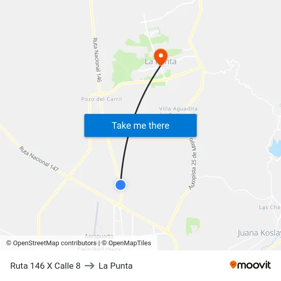 Ruta 146 X Calle 8 to La Punta map