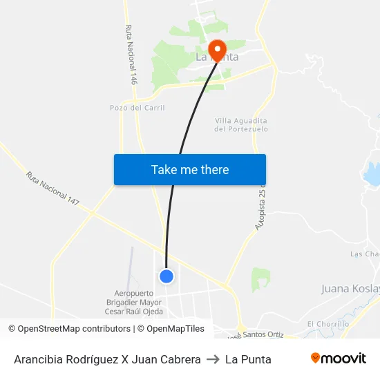 Arancibia Rodríguez X Juan Cabrera to La Punta map