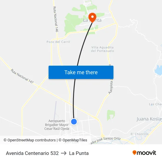 Avenida Centenario 532 to La Punta map
