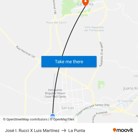 José I. Rucci X Luis Martínez to La Punta map