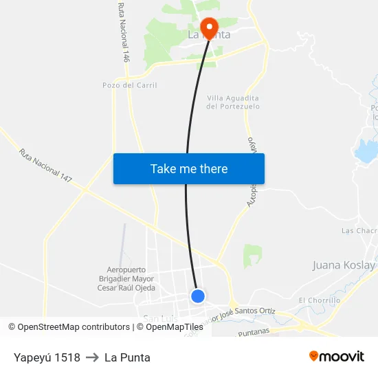 Yapeyú 1518 to La Punta map