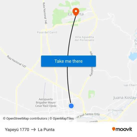 Yapeyú 1770 to La Punta map