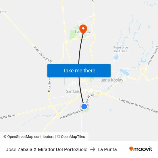 José Zabala X Mirador Del Portezuelo to La Punta map
