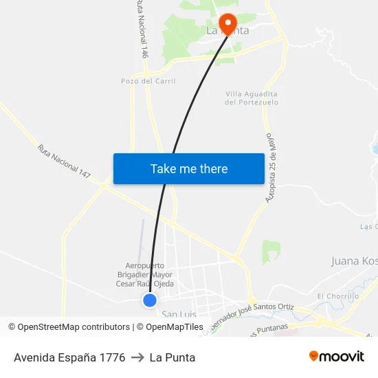 Avenida España 1776 to La Punta map