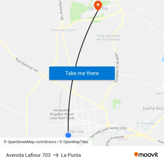 Avenida Lafinur 703 to La Punta map