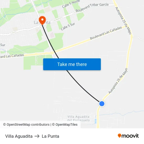 Villa Aguadita to La Punta map