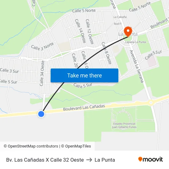 Bv. Las Cañadas X Calle 32 Oeste to La Punta map