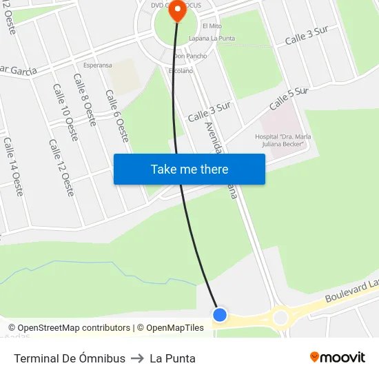 Terminal De Ómnibus to La Punta map