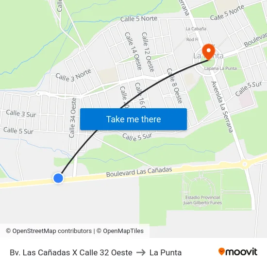 Bv. Las Cañadas X Calle 32 Oeste to La Punta map