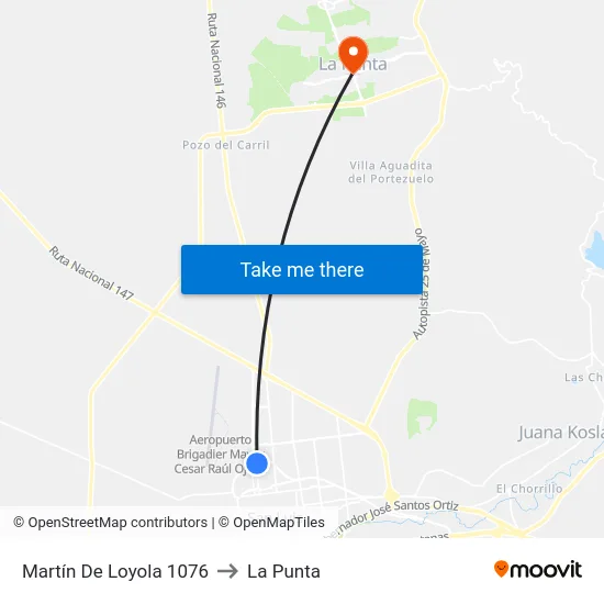Martín De Loyola 1076 to La Punta map