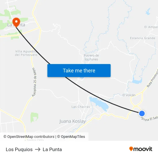 Los Puquios to La Punta map