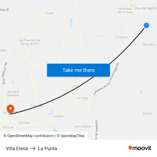 Villa Elena to La Punta map