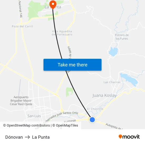 Dónovan to La Punta map