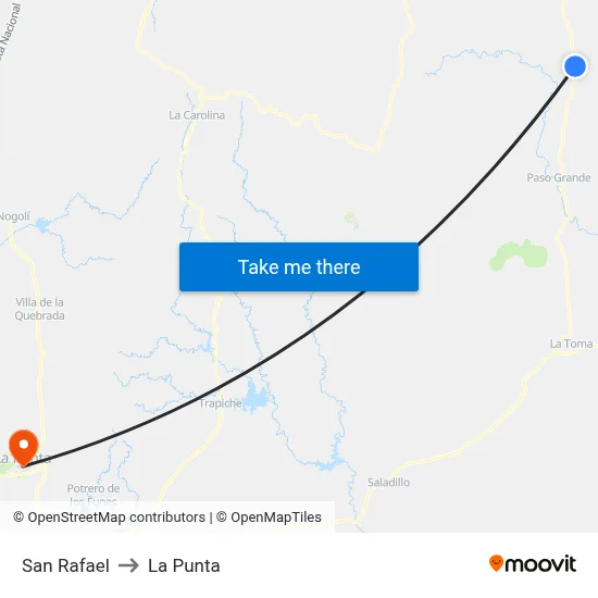 San Rafael to La Punta map