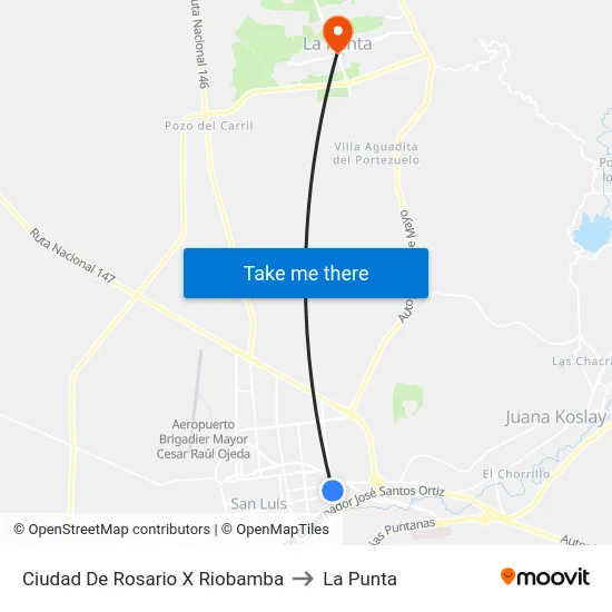 Ciudad De Rosario X Riobamba to La Punta map