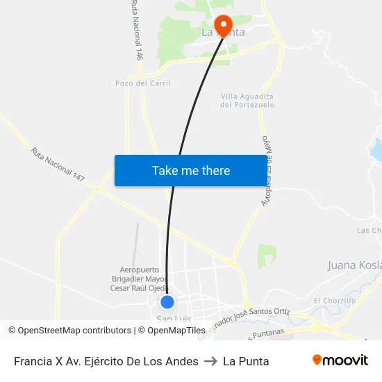 Francia X Av. Ejército De Los Andes to La Punta map