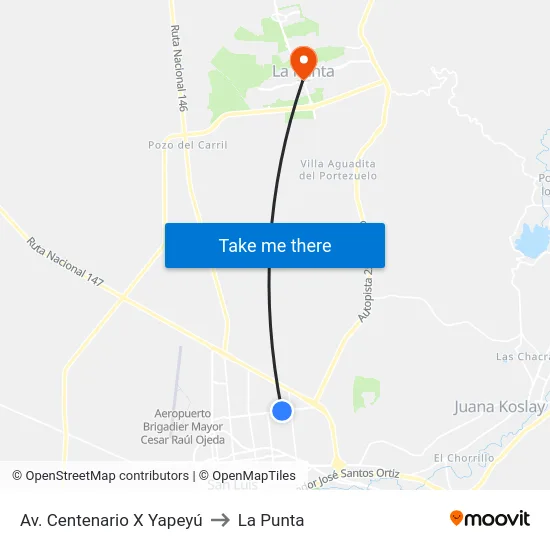 Av. Centenario X Yapeyú to La Punta map