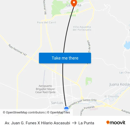 Av. Juan G. Funes X Hilario Ascasubi to La Punta map