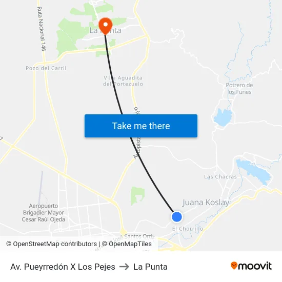 Av. Aguada De Pueyrredón X Los Pejes to La Punta map
