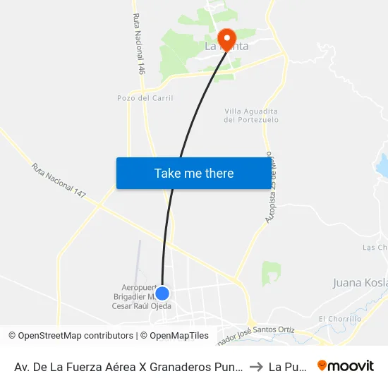 Av. Fuerza Aérea X Granaderos Puntanos to La Punta map