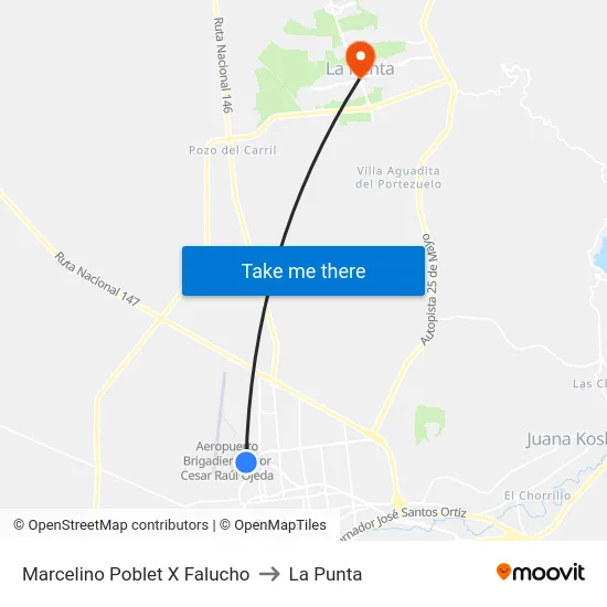 Marcelino Poblet X Falucho to La Punta map