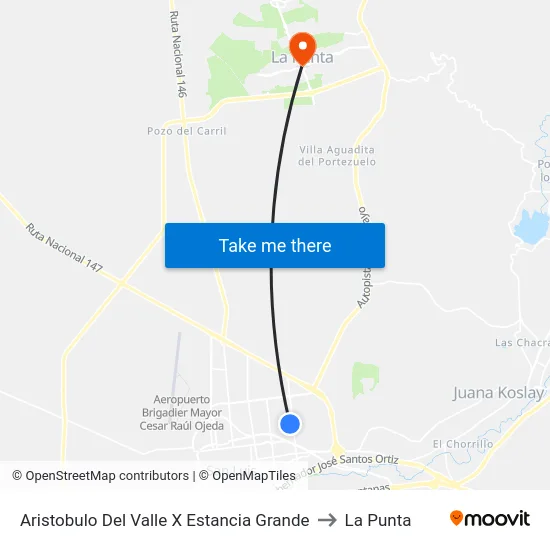 Aristobulo Del Valle X Estancia Grande to La Punta map