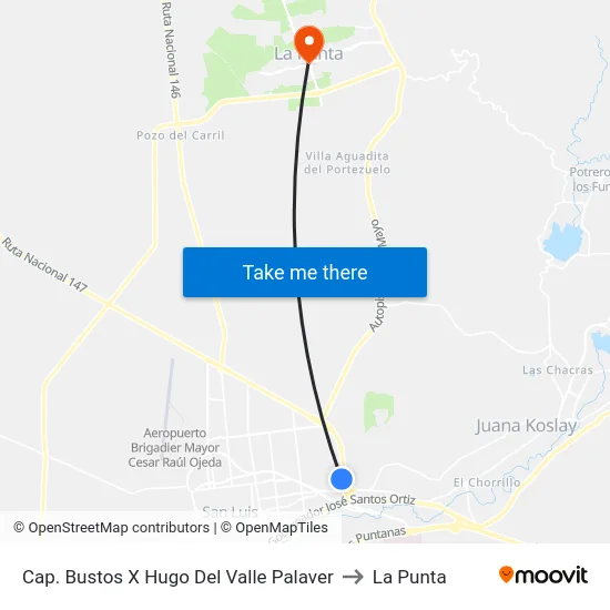Cap. Bustos X Hugo Del Valle Palaver to La Punta map
